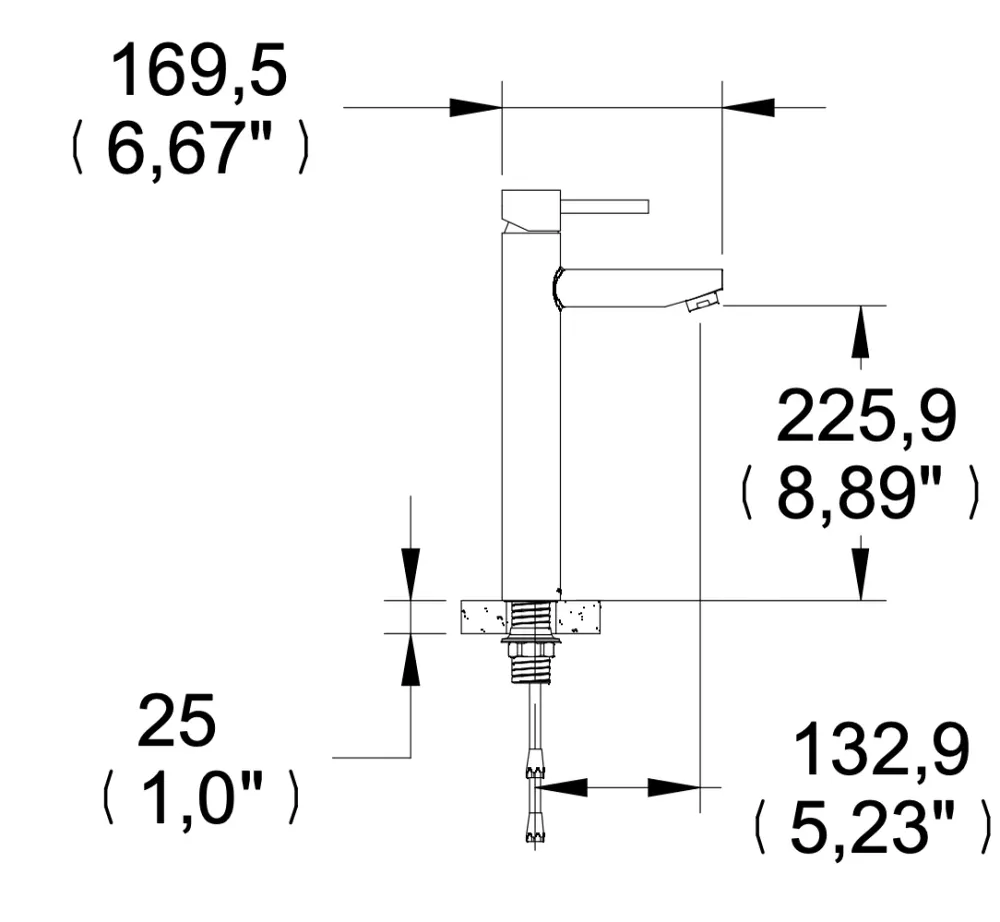MONOMANO DE LAVABO ELEVADO SPACIO MO8X-SP-01