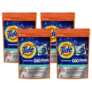 Tide Power pods Ultra OXI - Odor eliminators 4 x 18 unid con Fecha de Caducidad Extendida