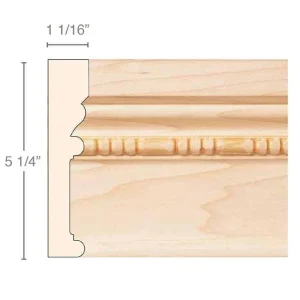 Talón y barril, 5 1/4'' de amplio x 1 1/16'' de profundidad