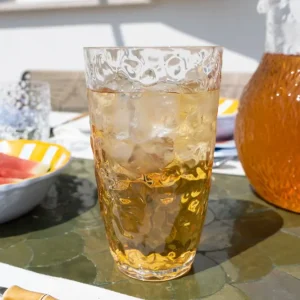 Vaso Grande Transparente Acrílico Con Diseño En Relieve