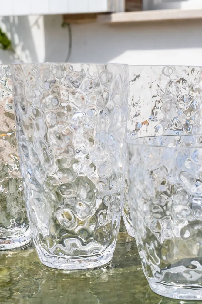 Vaso Grande Transparente Acrílico Con Diseño En Relieve