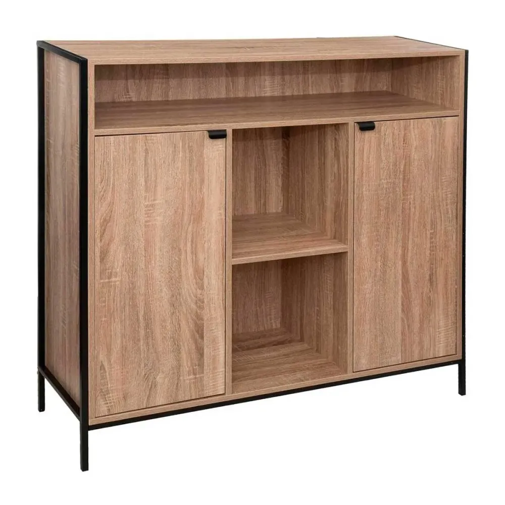 Aparador Aliaj 2 puertas + estantes roble 110x114x37 cm