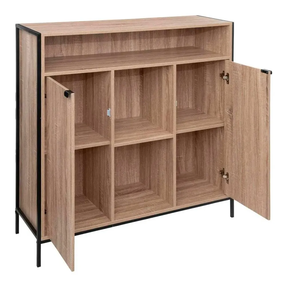 Aparador Aliaj 2 puertas + estantes roble 110x114x37 cm