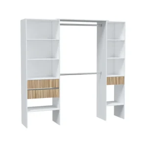 Armario vestidor Ethna Blanco Artik (Blanco Mate) - Natur 190 x 187 x 40 cm