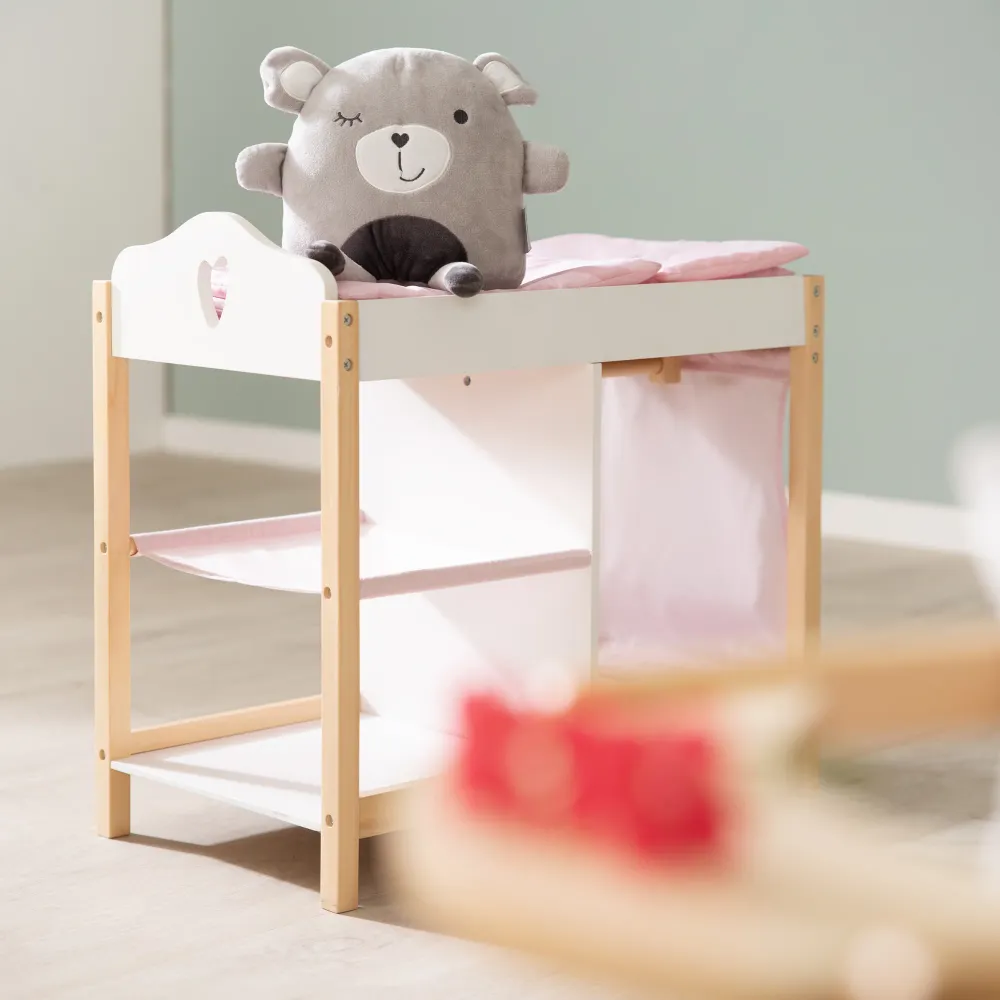 Doll Chest Drawers & Bed, Doll Furniture Series 'Scarlett' including Textile Equipment, Nieve