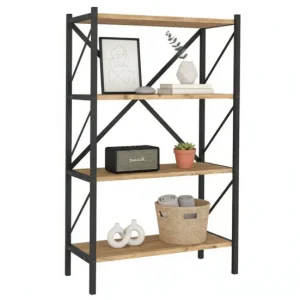 Estanterí de Salón Rus 4 Estantes Negro y Roble Safir 66x121x34 cm
