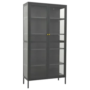 vidaXL Vitrina de acero y vidrio templado gris antracita 90x40x180 cm